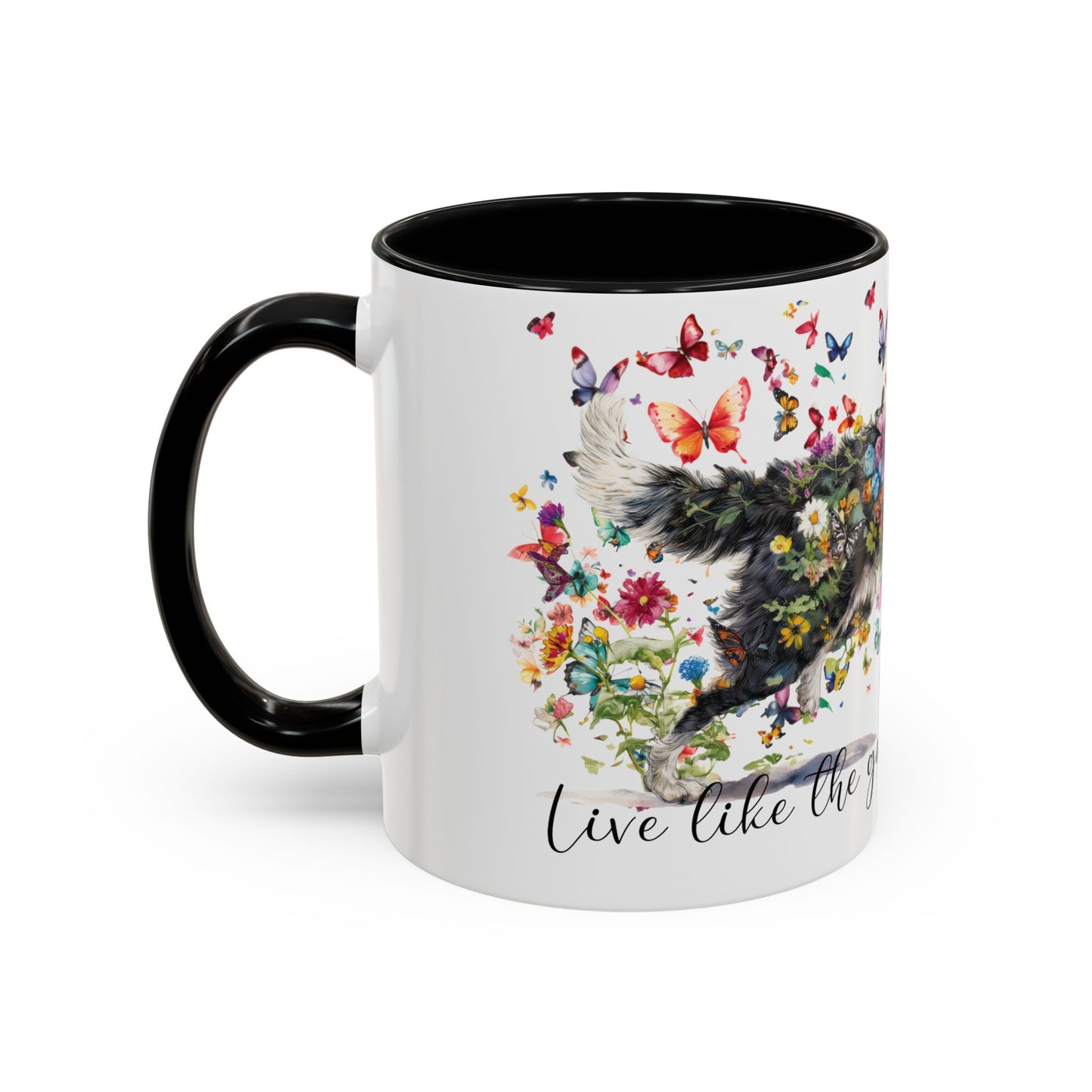 Border Collie #1 “Live like the gate was left open" Accent Mugs, 11oz