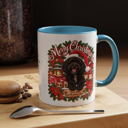 Cavapoo, Cavoodle, Cockapoo Merry Christmas, personalised accent colour 11oz mug