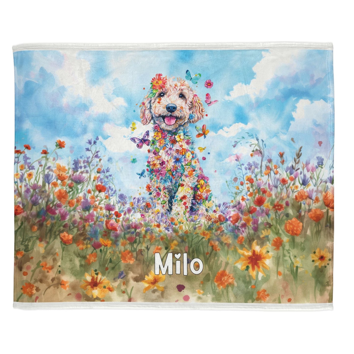 Golden Doodle Meadow Personalised Blanket