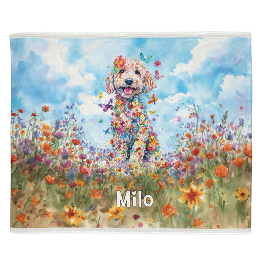 Golden Doodle Meadow Personalised Blanket
