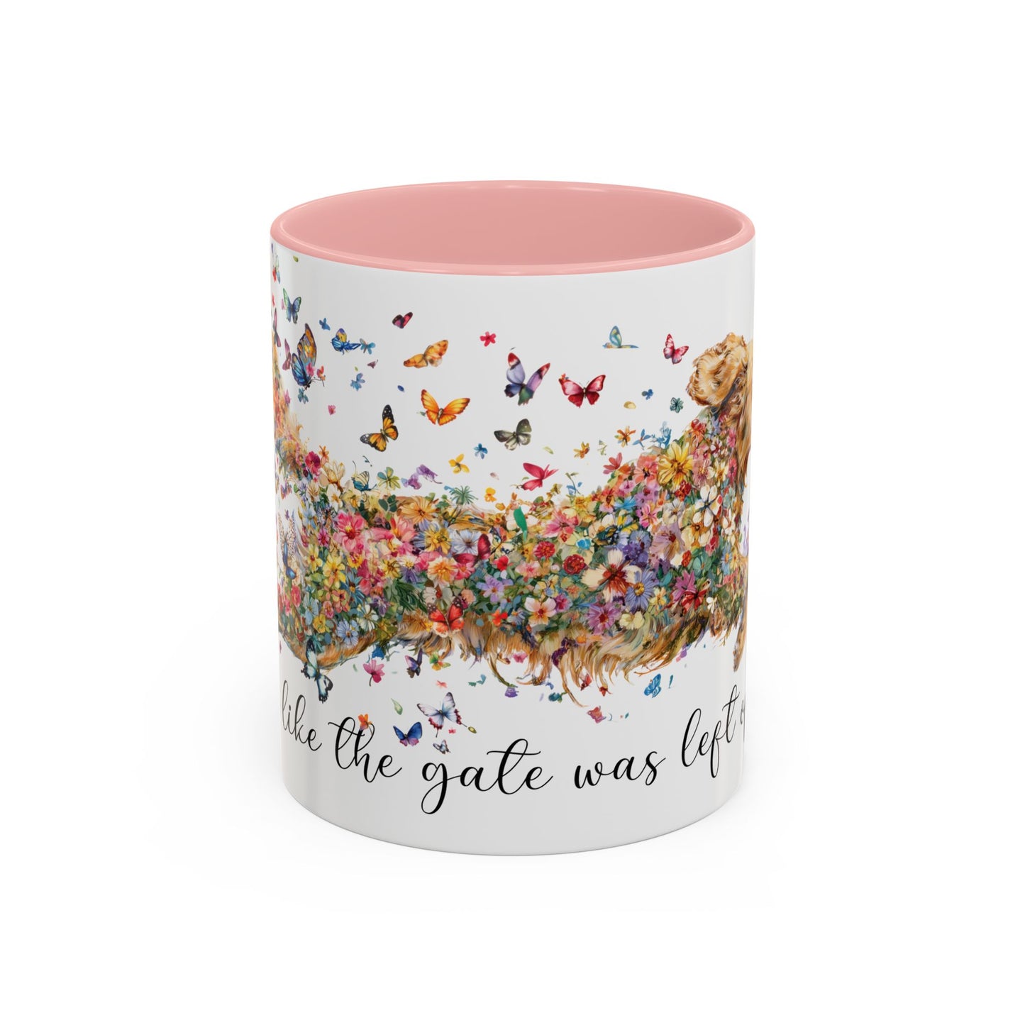 Golden Retriever #2 “Live like the gate was left open" Accent Mugs, 11oz