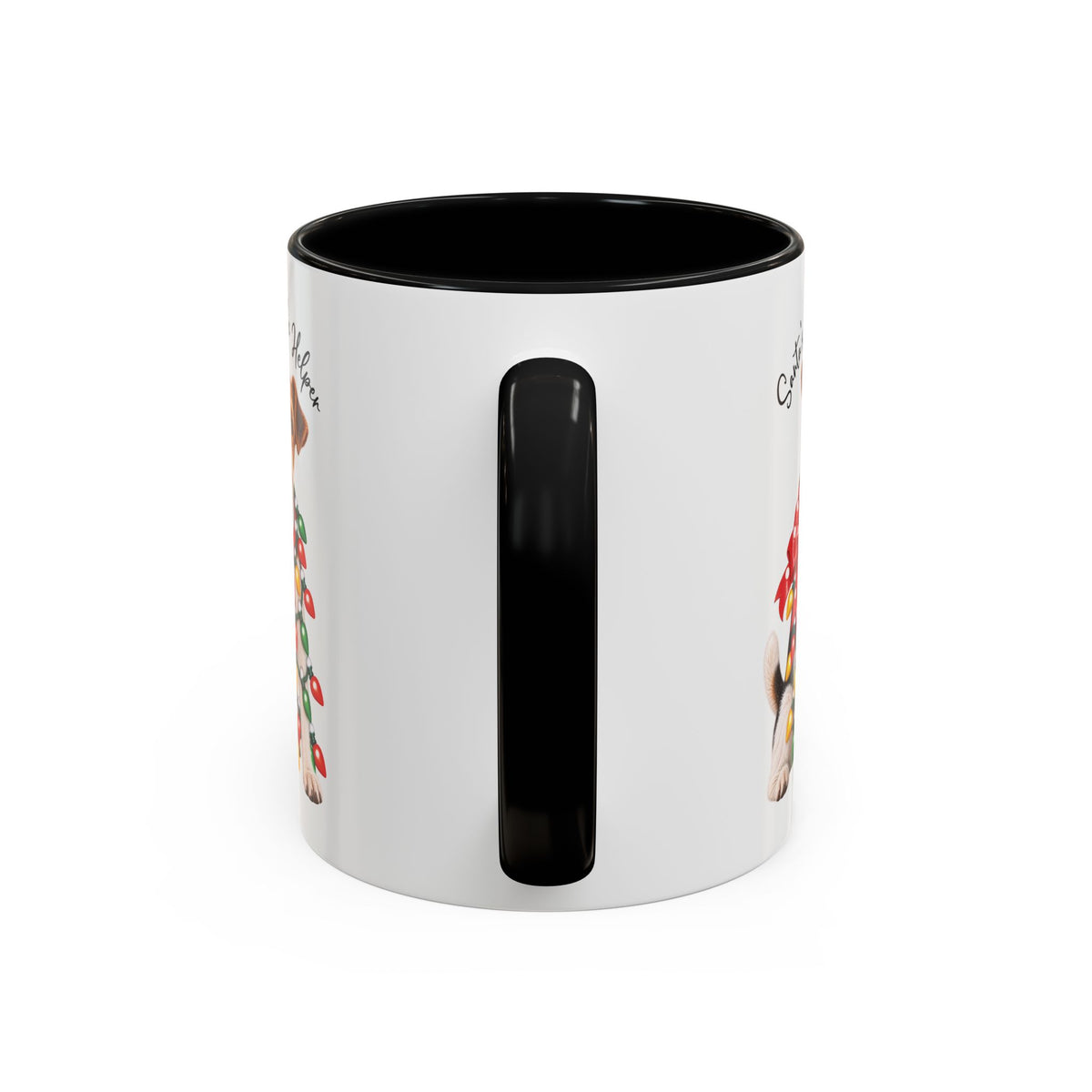 Fox Terrier, Santa's little helper, personalised accent colour 11oz mug