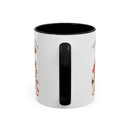 Fox Terrier, Santa's little helper, personalised accent colour 11oz mug
