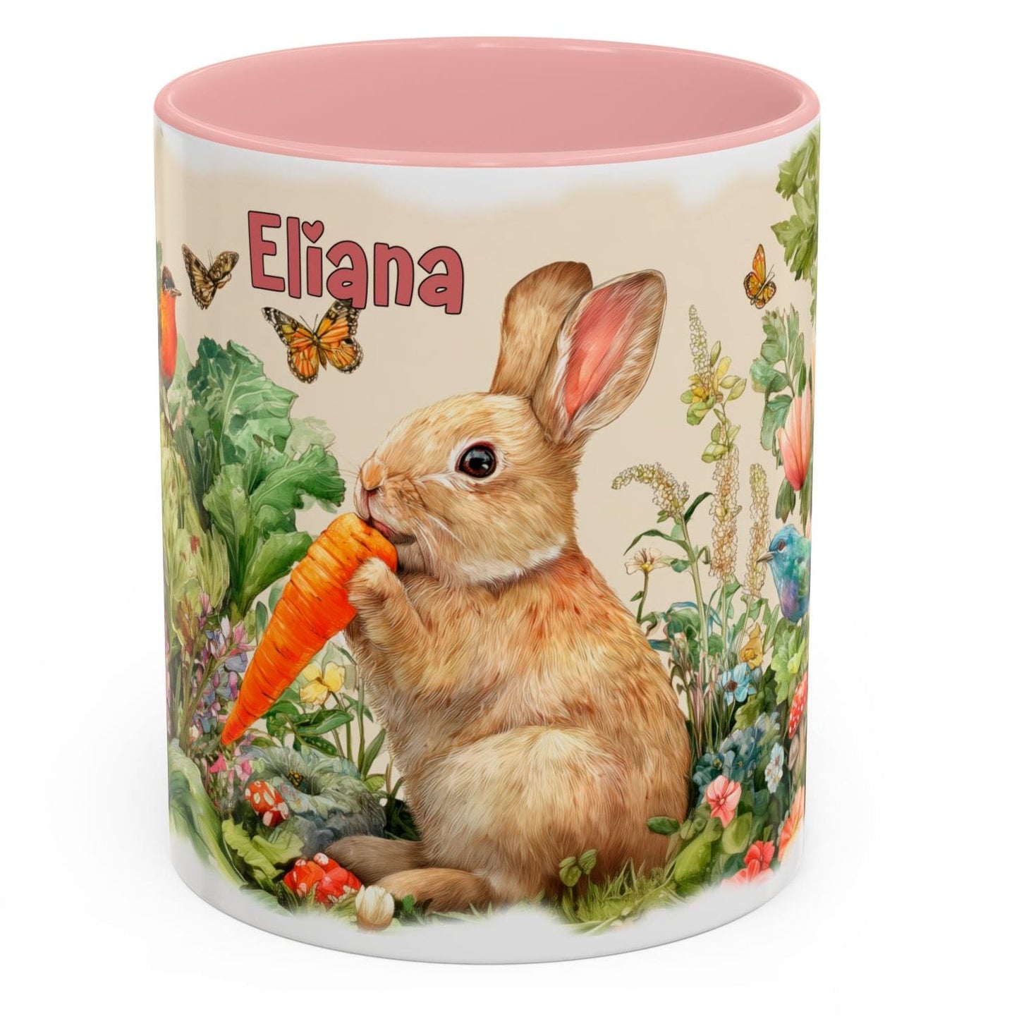 Country Rabbit Personalized Accent Mugs, 11oz