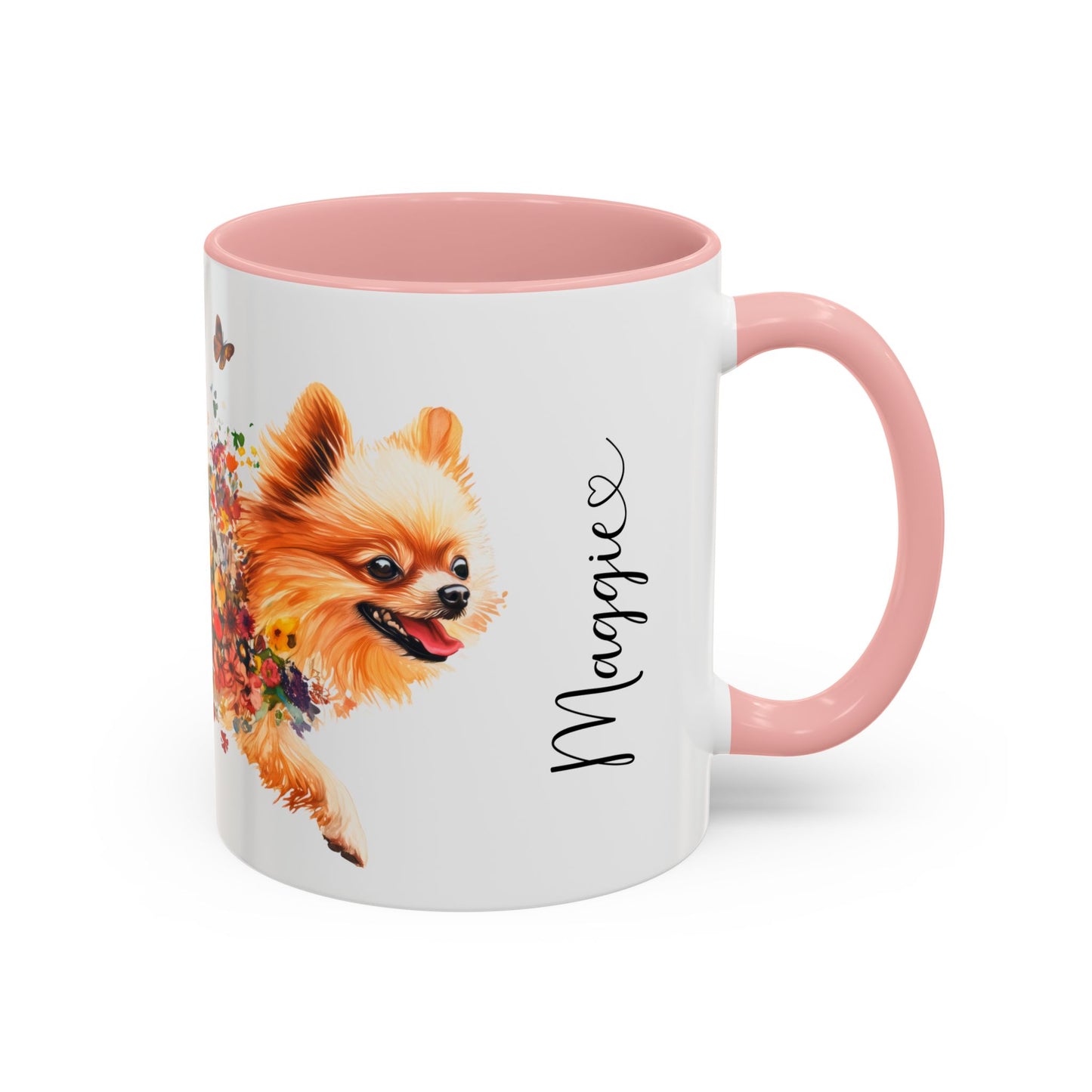 Pomeranian Personalized Colorful Accent Mugs, 11oz