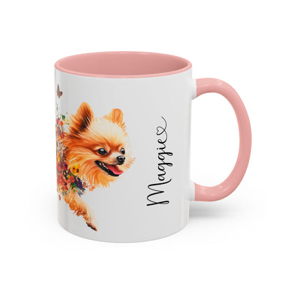 Pomeranian Personalized Colorful Accent Mugs, 11oz