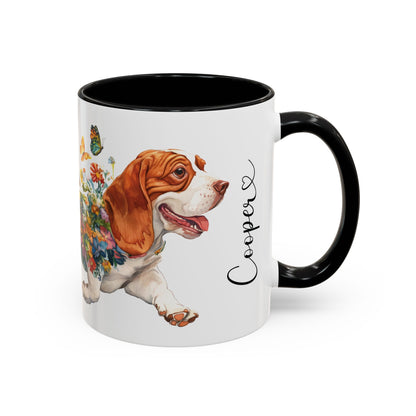 Basset Hound #2 Personalized Accent Mugs, 11oz
