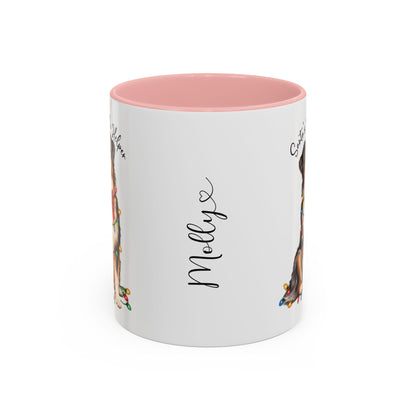 Australian Shepherd #4 Santa's little helper, personalised accent colour 11oz mug