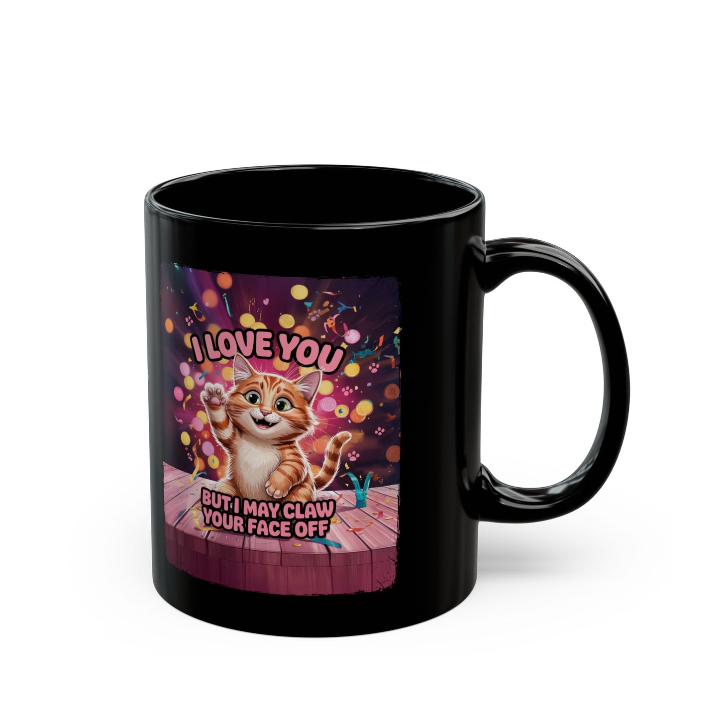 I love you cat #2 Personalised Black Mug (11oz, 15oz)