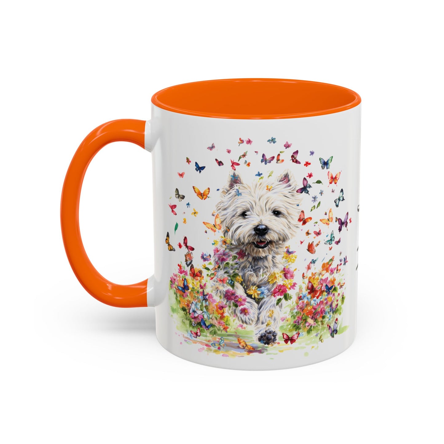 West Highland Terrier #2 Butterfly Personalized Accent Mugs, 11oz