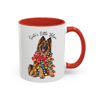Belgian Tervuren, Santa's little helper, personalised accent colour 11oz mug