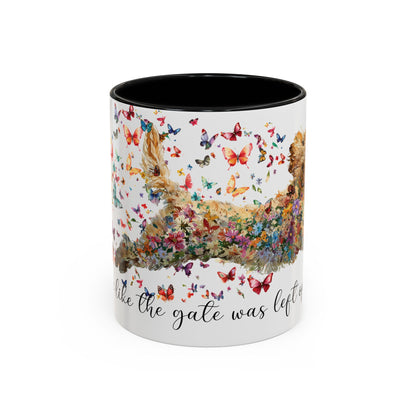 Golden Doodle/Groodle #3 "Live like the gate was left open" Accent Mugs, 11oz