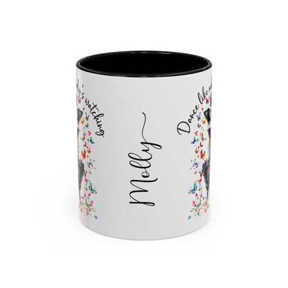 Border Collie "Dance like nobody's watching" personalized colourful Mugs, 11oz