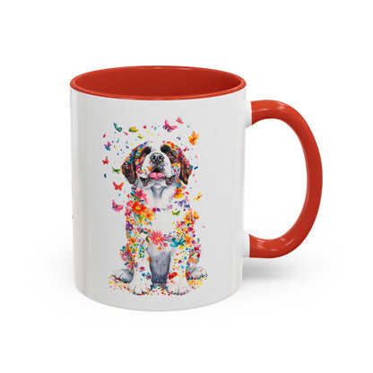 Saint Bernard Personalized Colorful Accent Mugs, 11oz