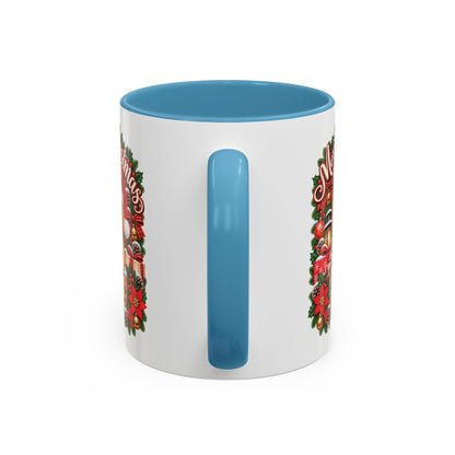 Golden Doodle Merry Christmas, personalised accent colour 11oz mug