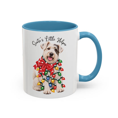 Sealyham Terrier, Santa's little helper, personalised accent colour 11oz mug
