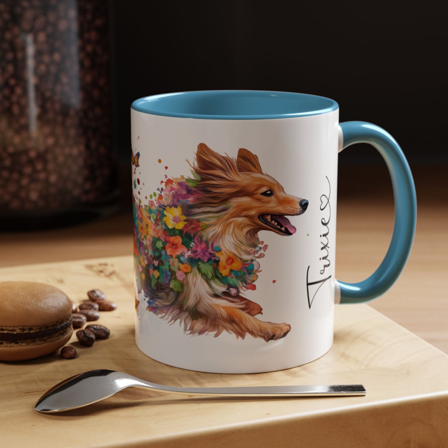 Shetland Sheep Dog Personalized Accent Mugs, 11oz