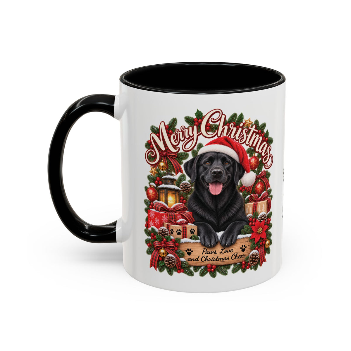 Labrador #4 Merry Christmas, personalised accent colour 11oz mug