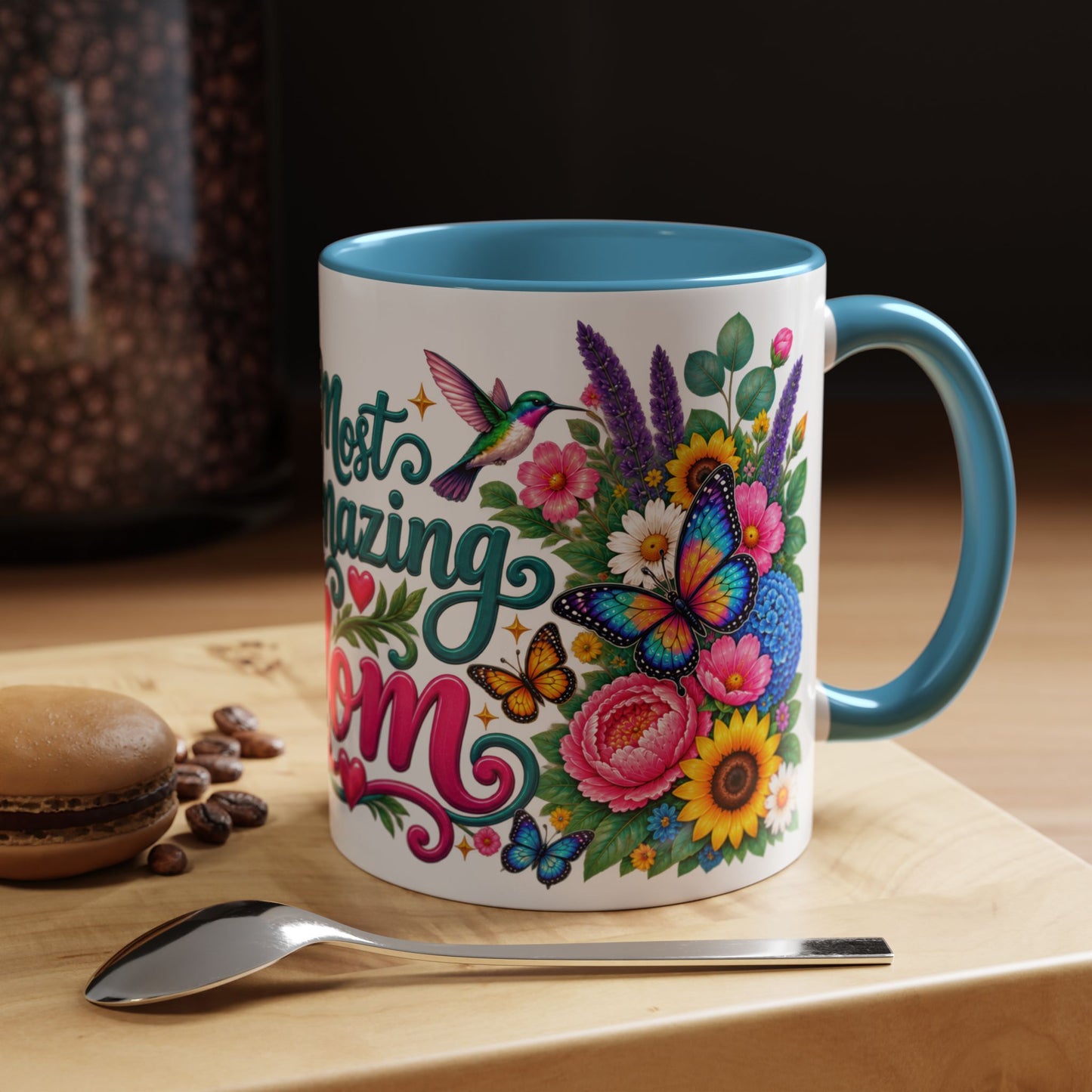Most Amazing Mom, 11oz  accent mug (US spelling)