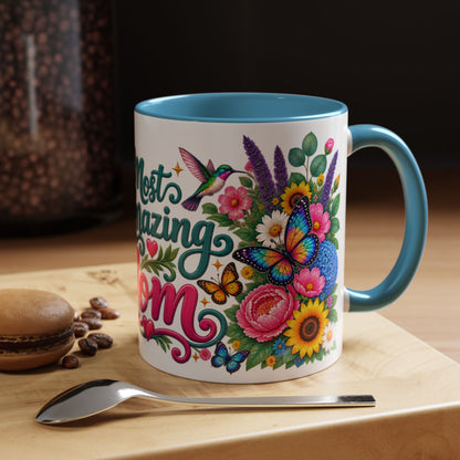 Most Amazing Mom, 11oz  accent mug (US spelling)