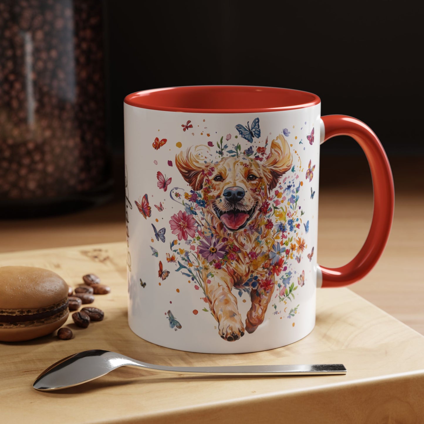 Golden Retriever #3 Personalized Accent Mugs, 11oz