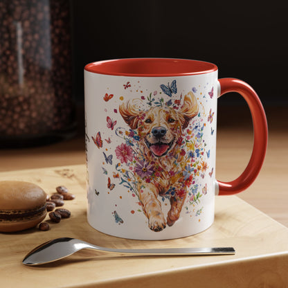 Golden Retriever #3 Personalized Accent Mugs, 11oz