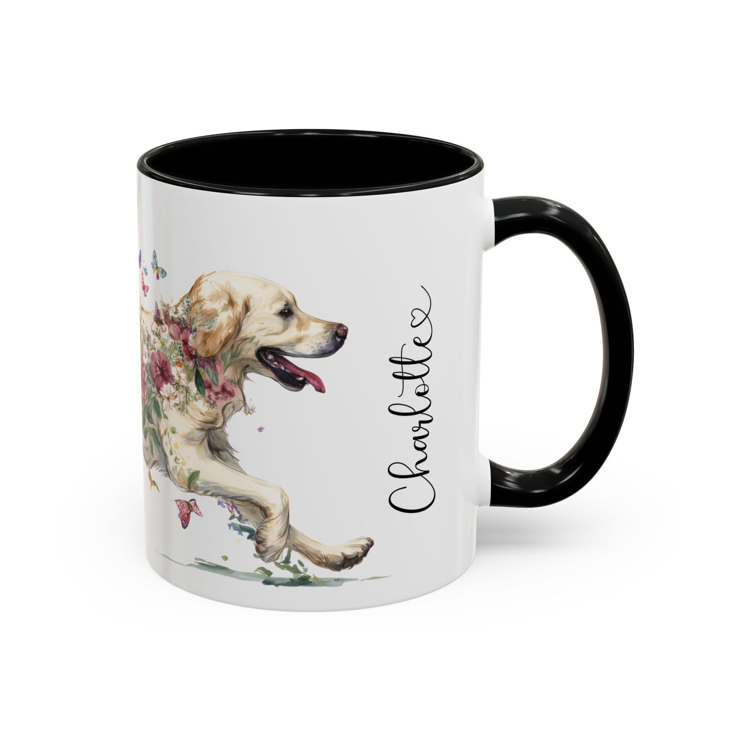 Cream Golden Retriever Personalized Accent Mugs, 11oz
