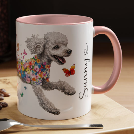 Poodle, Silver Personalized Accent Mugs, 11oz