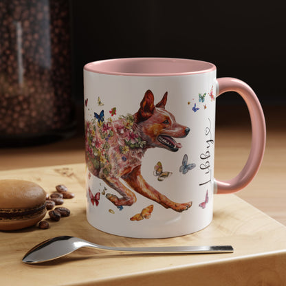 Red Heeler (Cattle dog) Personalized Accent Mugs, 11oz