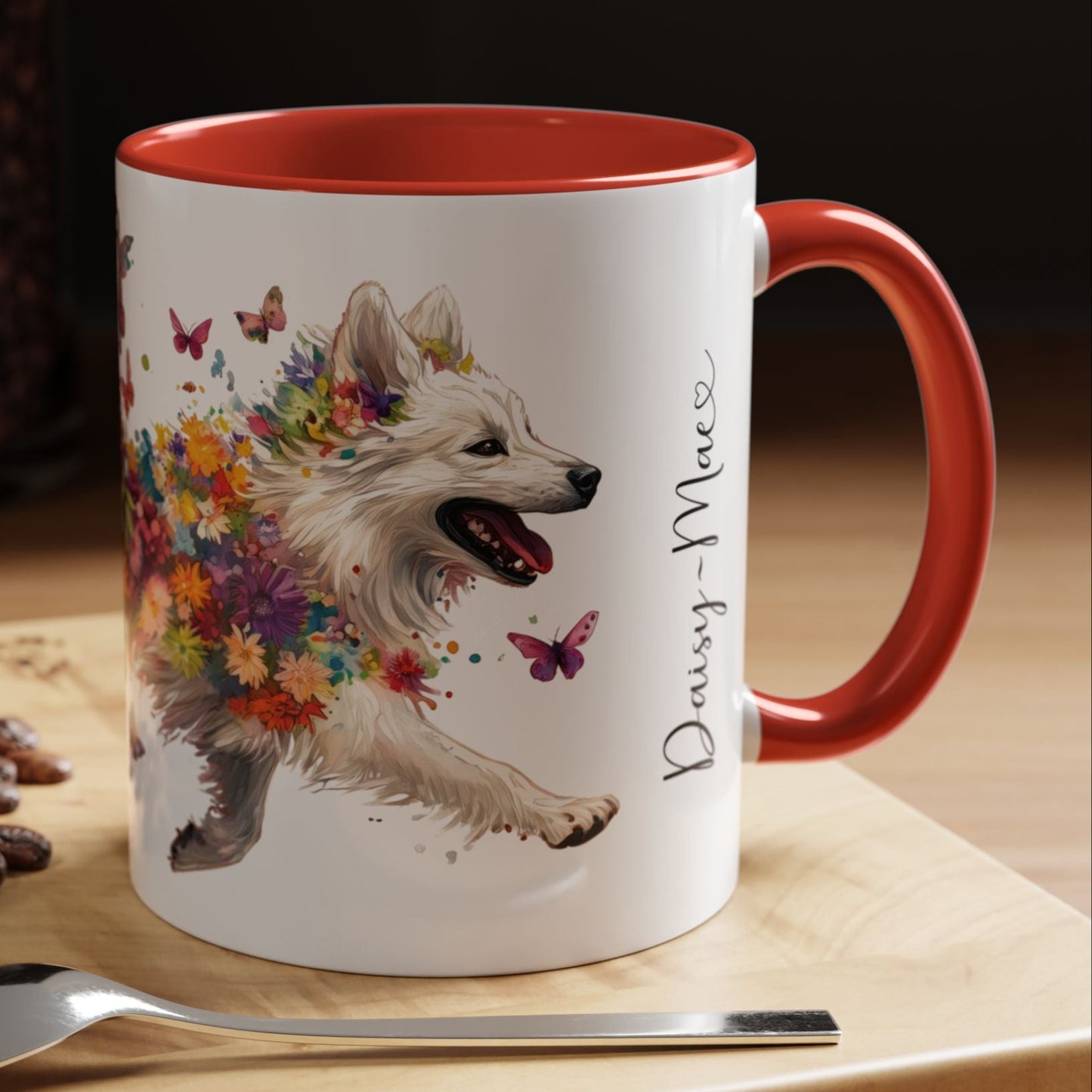 Keeshond #3 Personalized Accent Mugs, 11oz