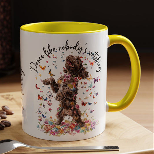 Cockapoo/Cavapoo "Dance like nobody's watching" personalized colourful Mugs, 11oz