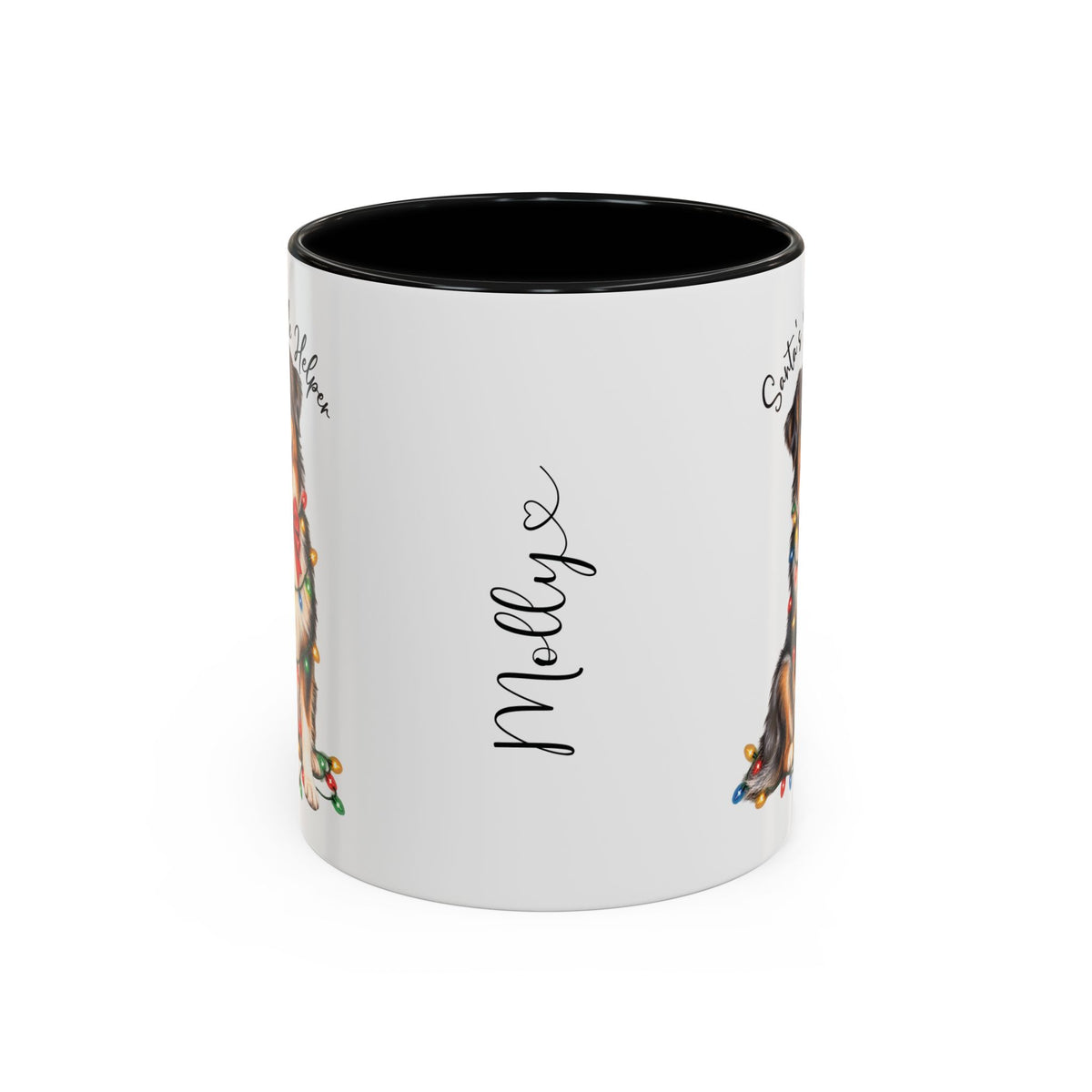 Australian Shepherd #4 Santa's little helper, personalised accent colour 11oz mug
