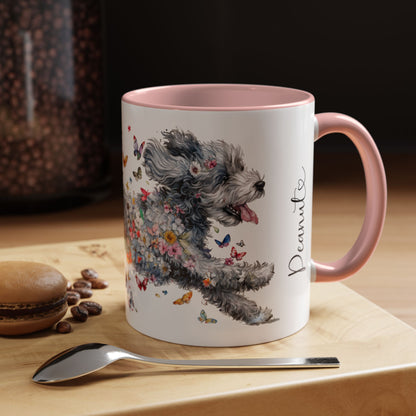 Aussie Doodle #2 Personalized Colorful Accent Mugs, 11oz