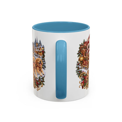 Santa's Goldens, personalised accent colour 11oz mug