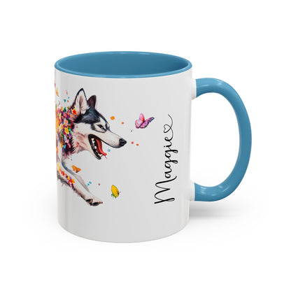 Malamute Personalized Colorful Accent Mugs, 11oz