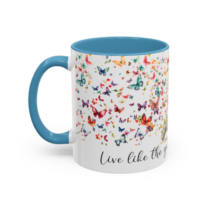 Schnauzer #2,  Live like the gate was left open, Colorful Accent Mugs, 11oz