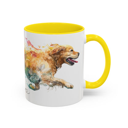 Golden Retriever Paint Colourful Personalised Accent Mugs, 11oz