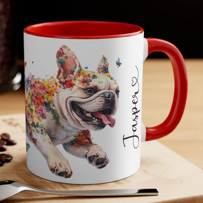 French Bulldog running personalized colourful Mugs, 11oz