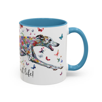 Greyhound #5 Living my best life, Accent Mugs, 11oz