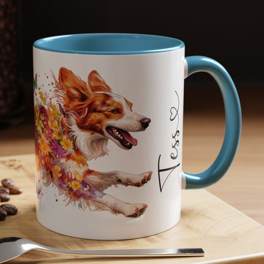 Border Collie (Australian Collie) Red Merle, Personalized Accent Mugs, 11oz