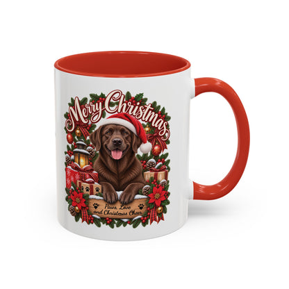 Labrador #3 Merry Christmas, personalised accent colour 11oz mug