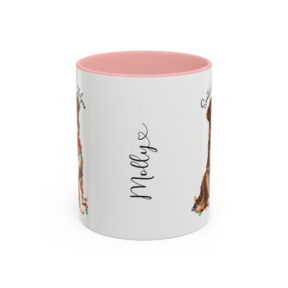 Australian Shepherd, Santa's little helper, personalised accent colour 11oz mug