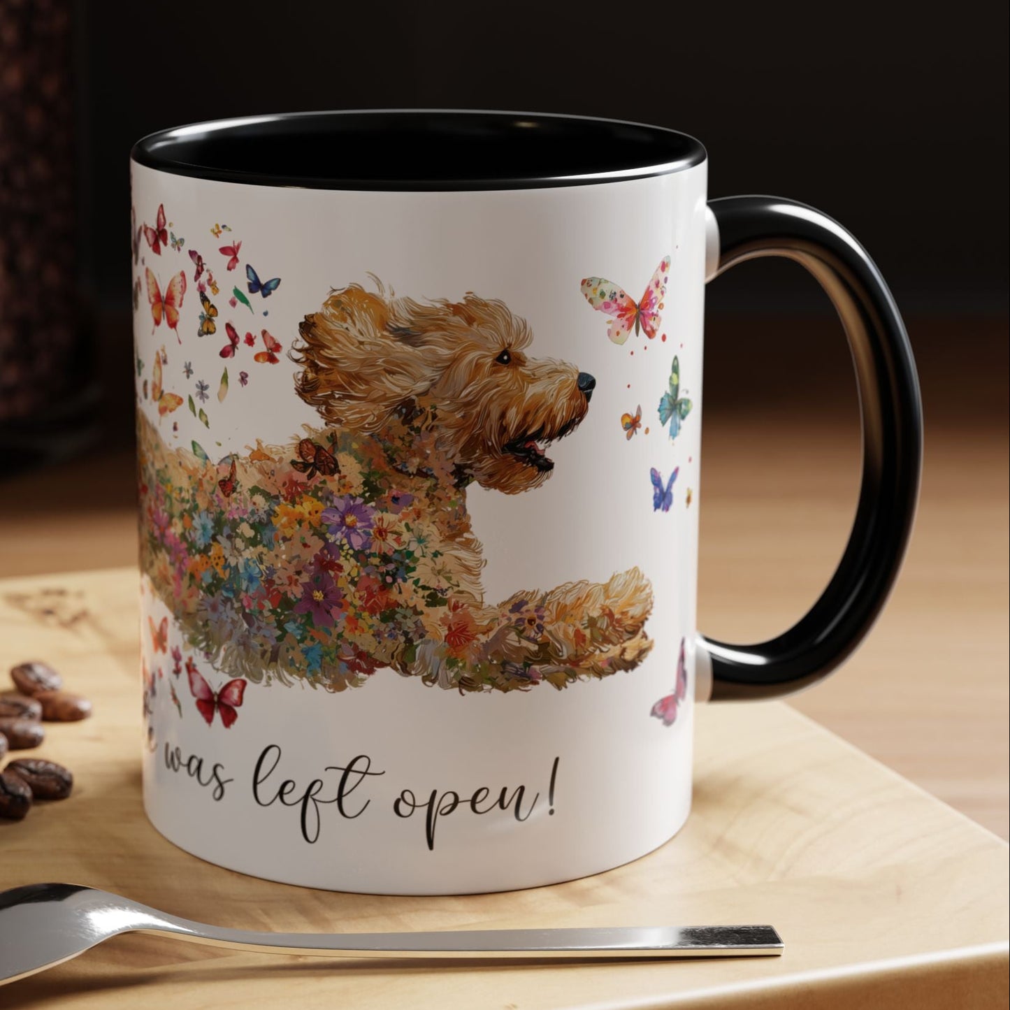 Golden Doodle/Groodle #3 "Live like the gate was left open" Accent Mugs, 11oz