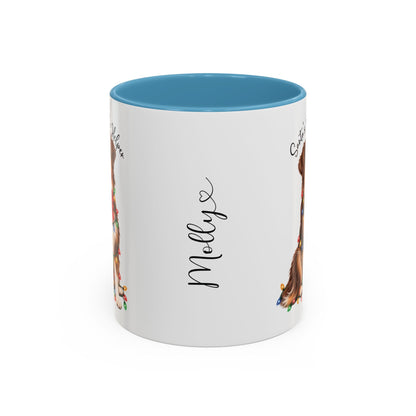 Australian Shepherd, Santa's little helper, personalised accent colour 11oz mug