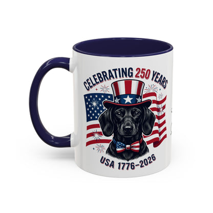 Dachshund #1 - 250th Celebration Personalised  Accent Mugs, 11oz & 15oz