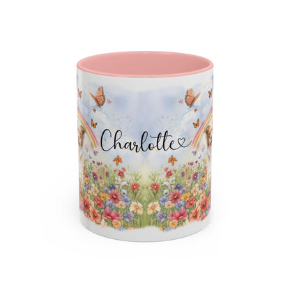 Border Collie, Red Merle Rainbow Personalized Accent Mugs, 11oz