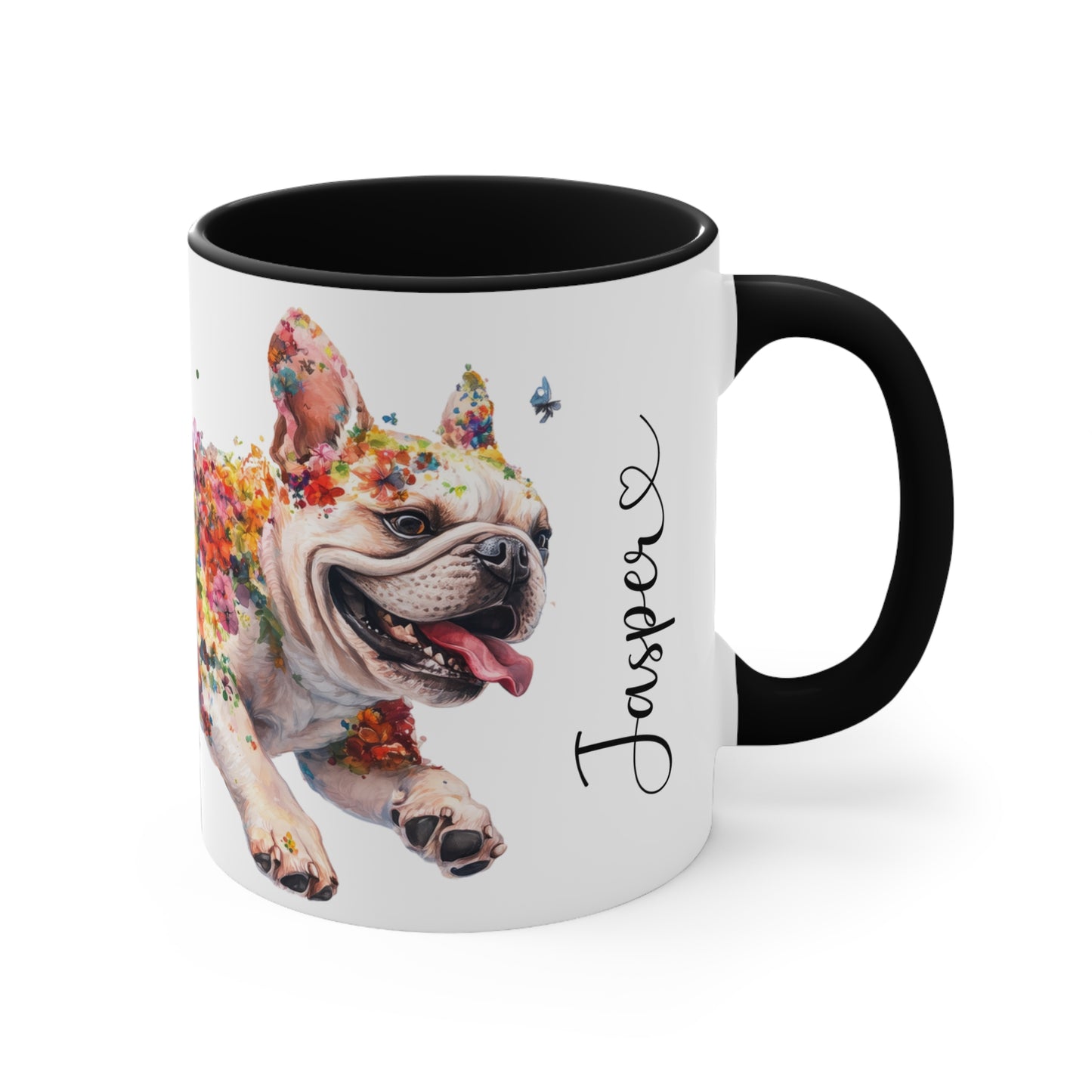 French Bulldog running personalized colourful Mugs, 11oz