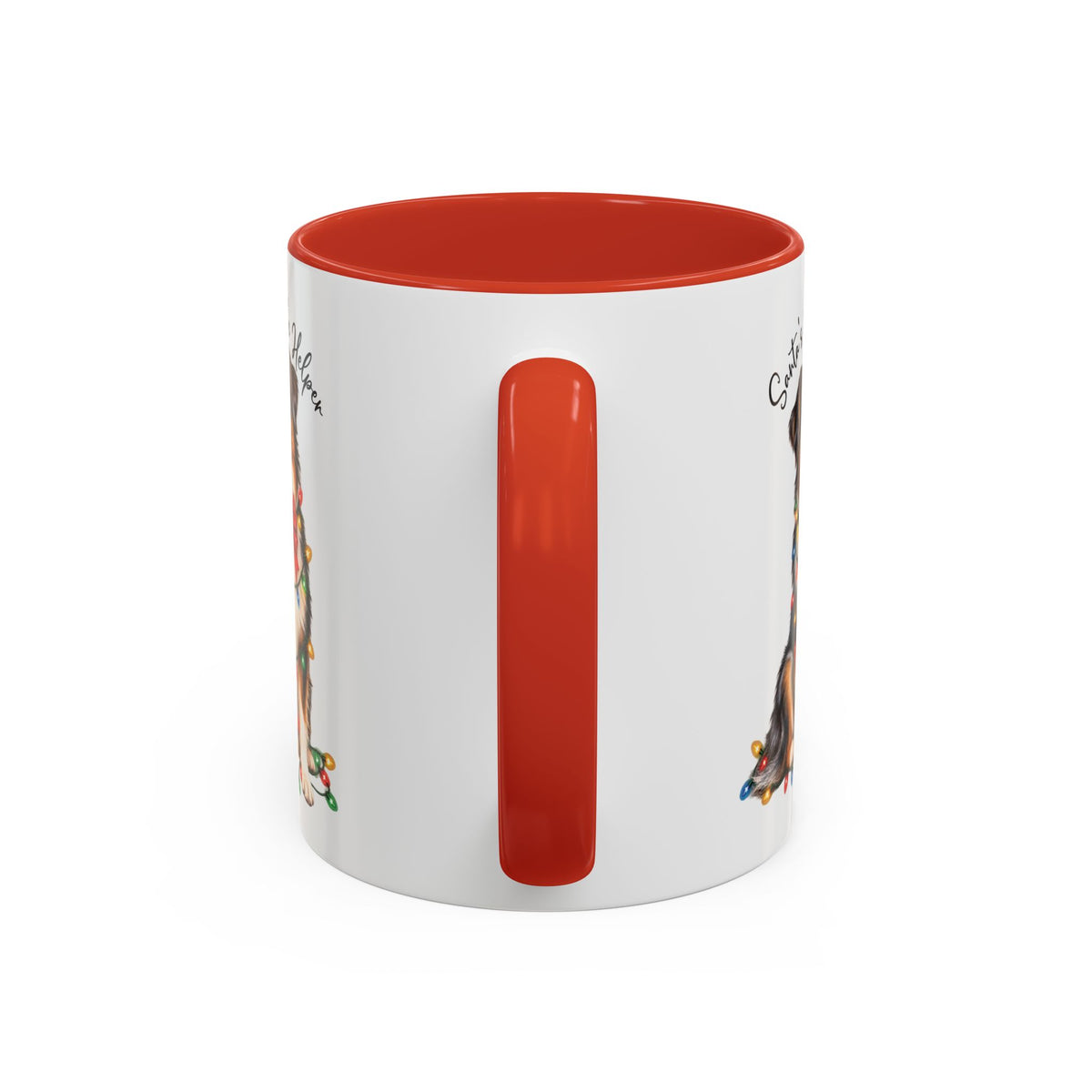Australian Shepherd #4 Santa's little helper, personalised accent colour 11oz mug