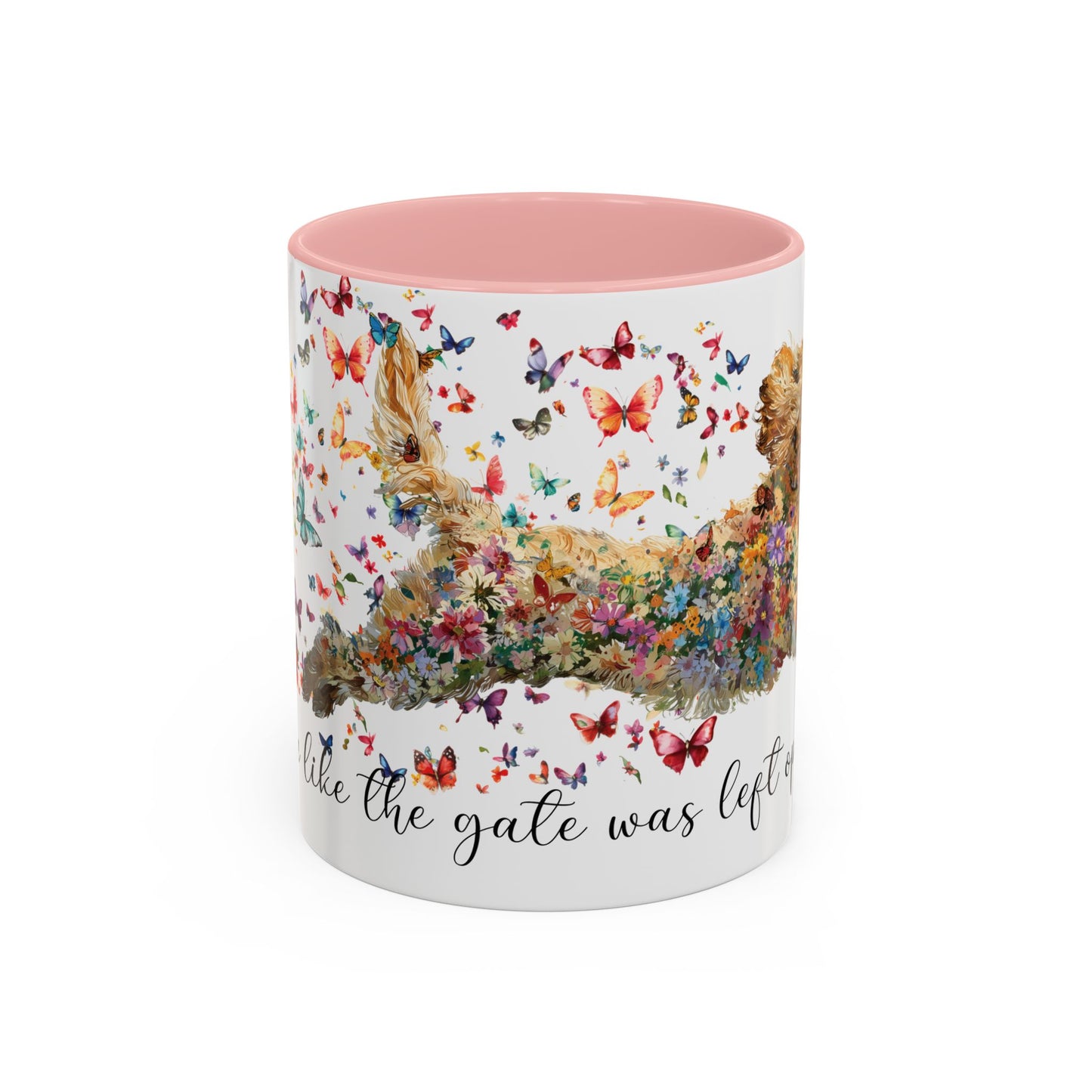 Golden Doodle/Groodle #3 "Live like the gate was left open" Accent Mugs, 11oz