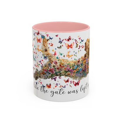 Golden Doodle/Groodle #3 "Live like the gate was left open" Accent Mugs, 11oz